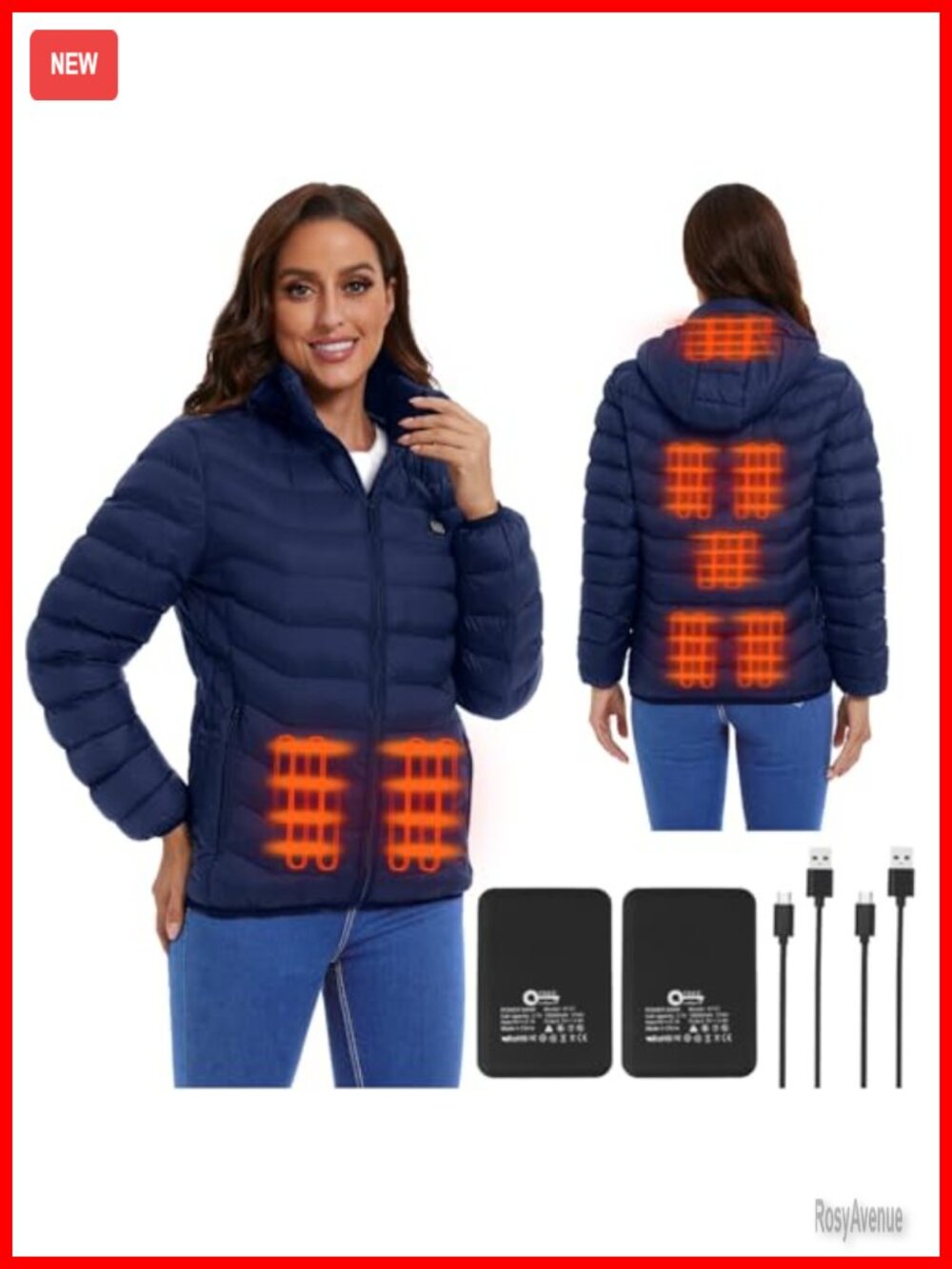 Lightweight Heated Jacket with 2 Pack 10000mAh Battery 8 Areas